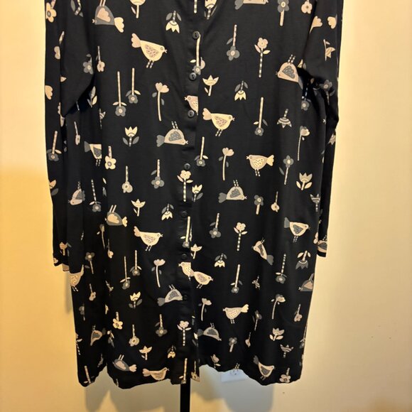 Gudrun Sjoden Black Bird Print Cotton Modal Long Sleeve Button Front Tunic - Picture 5 of 10